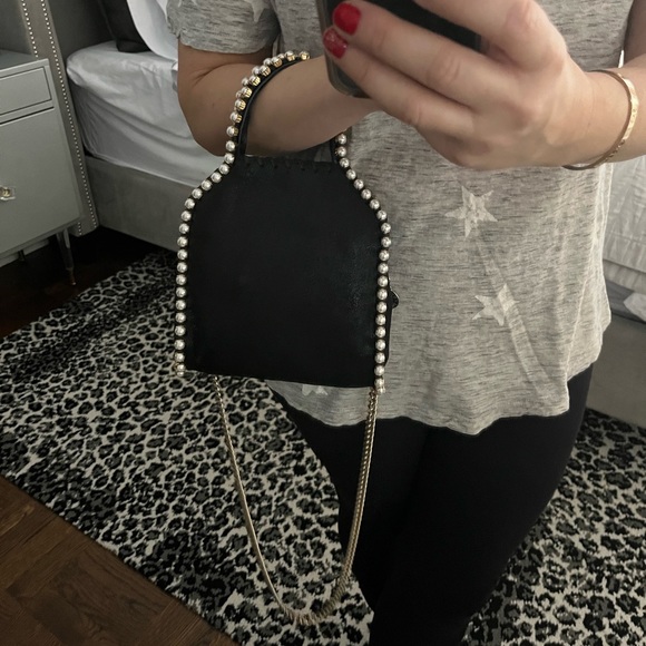 Stella McCartney Shaggy Dear Pearl Studded Tiny Falabella Tote Bag Black $1,250 - Picture 7 of 13